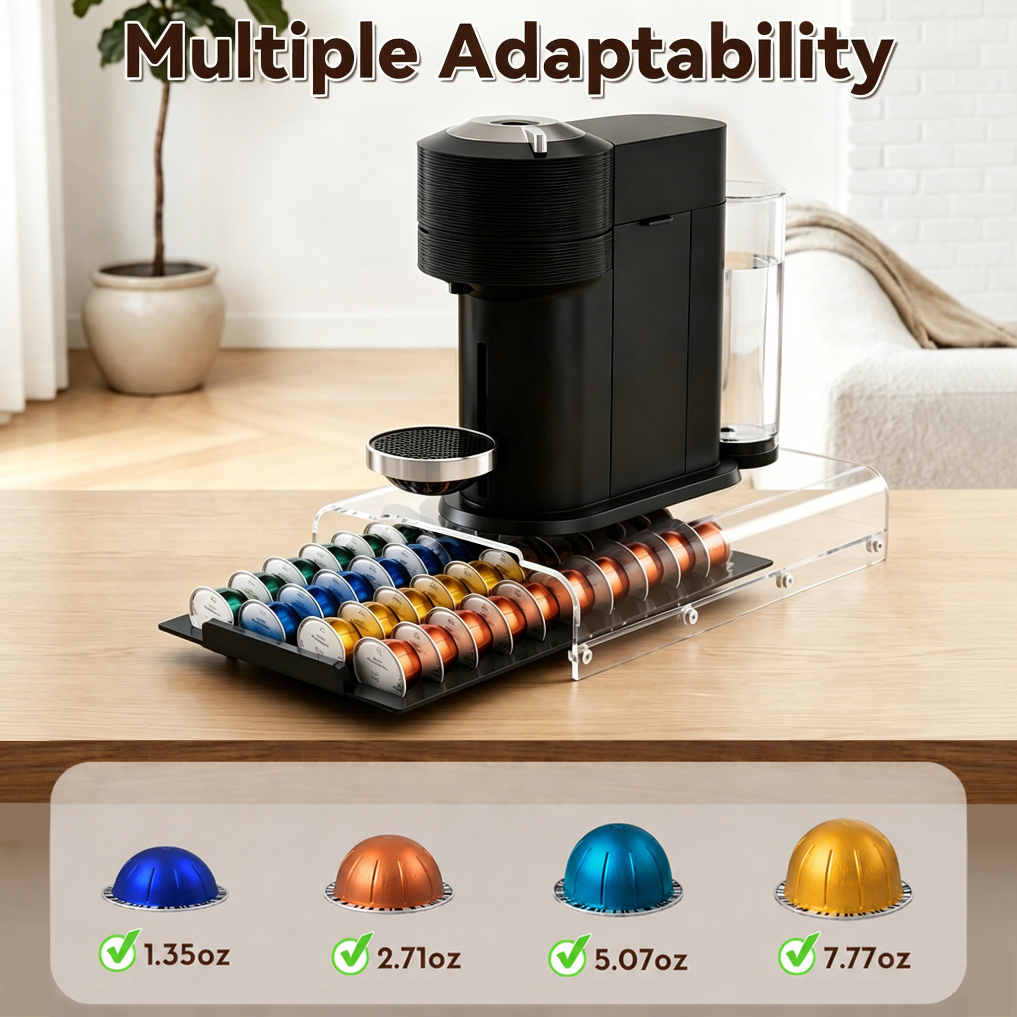Coffee capsule drawer adaptability